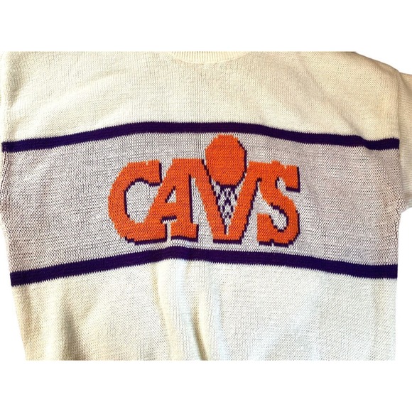 Vintage 80s Cliff Engle Cleveland Cavs XL Sweater White - Picture 3 of 7
